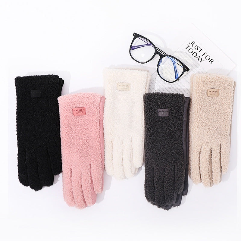 Plush Sherpa Winter Gloves With Suede Palm - view 1