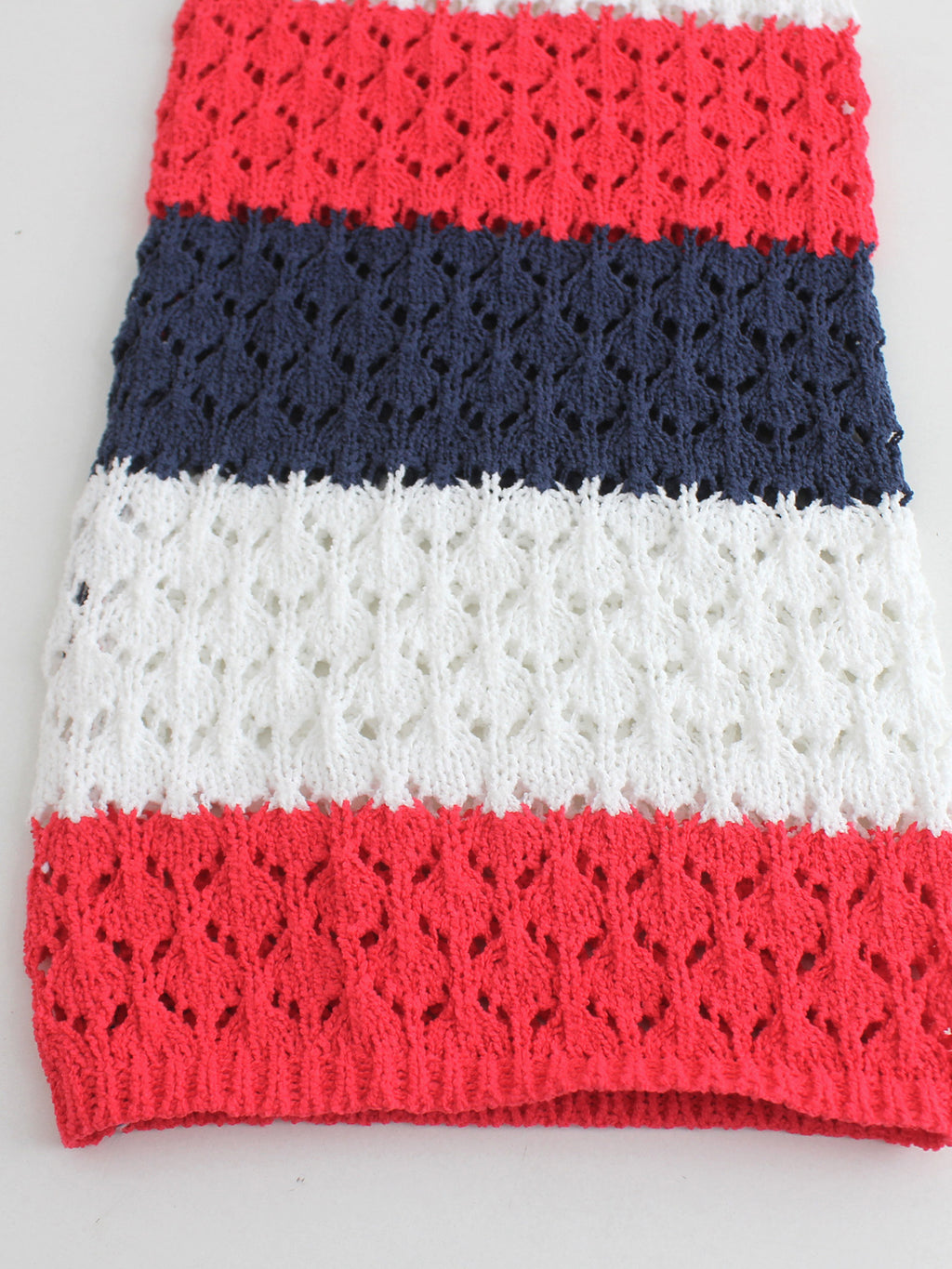 Open Knit Color Block Stripe Cardigan - Striped - 5