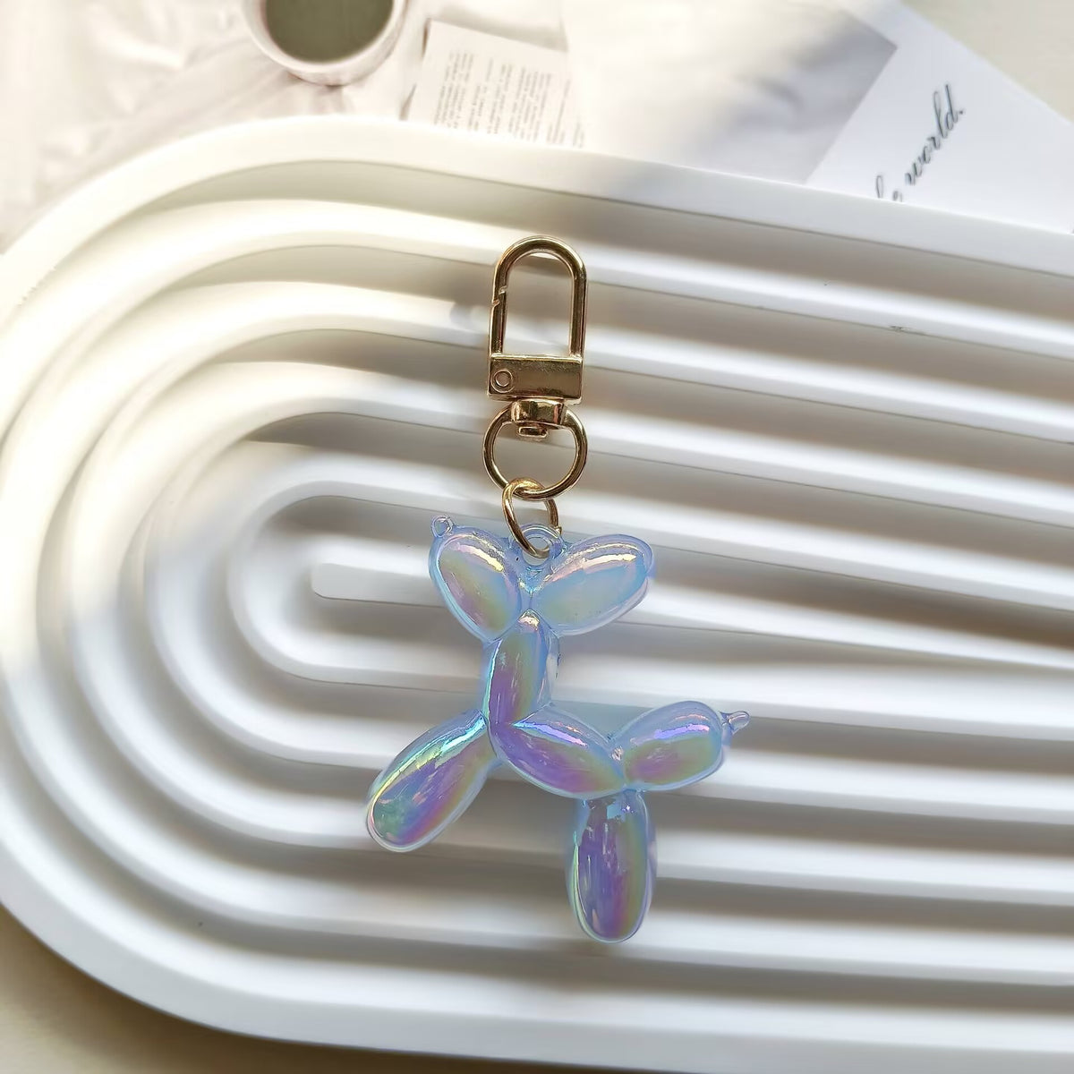 Jelly Balloon Dog Bag Charm Keychain - Blue