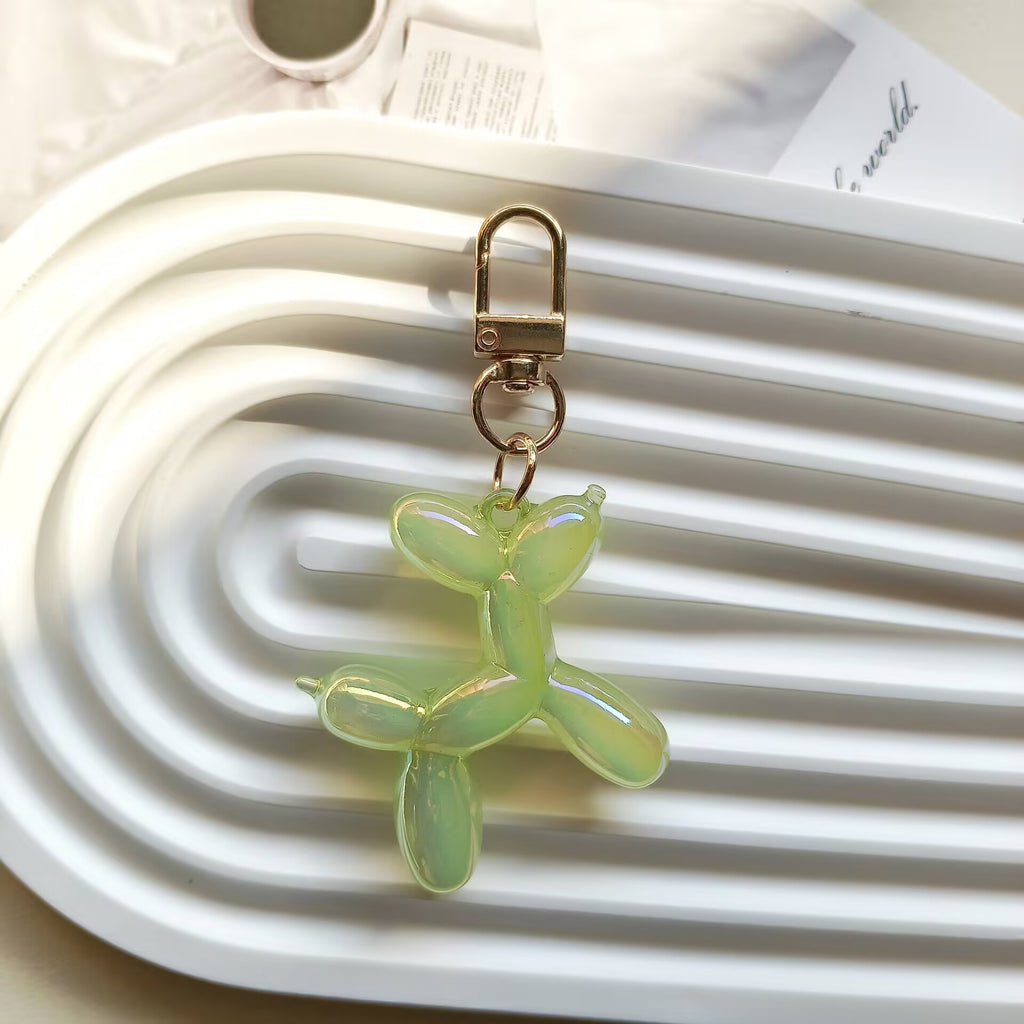 Jelly Balloon Dog Bag Charm Keychain - Green
