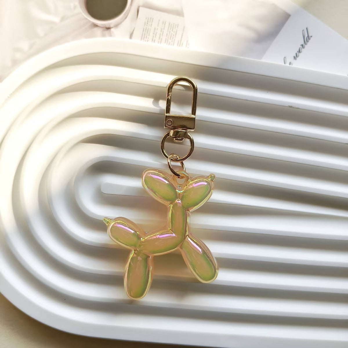 Jelly Balloon Dog Bag Charm Keychain - Orange