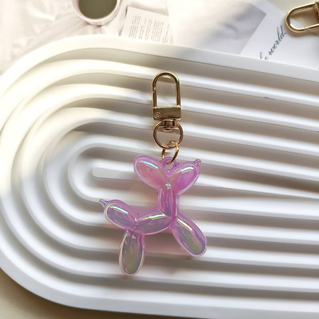Jelly Balloon Dog Bag Charm Keychain - Purple