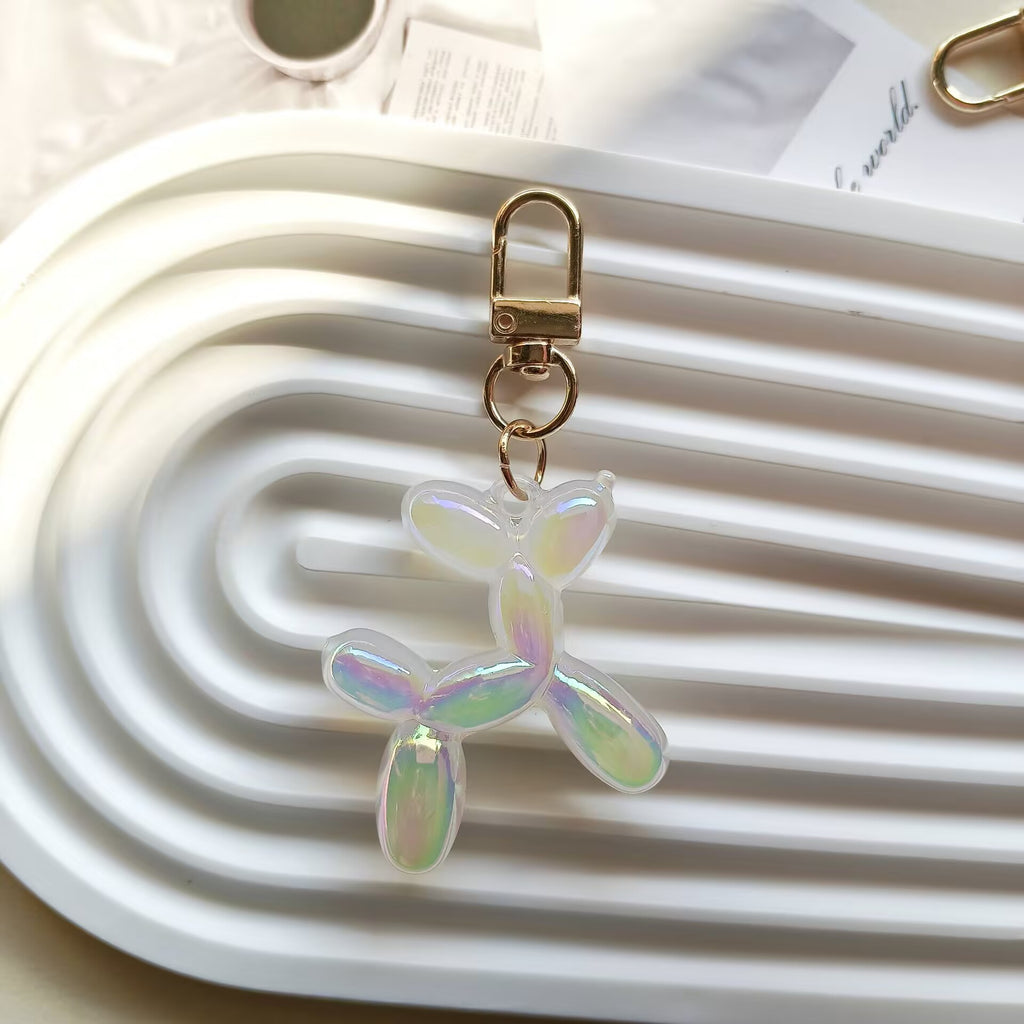 Jelly Balloon Dog Bag Charm Keychain - White