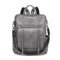 Convertible Backpack Purse with Woven Guitar Strap - Gray