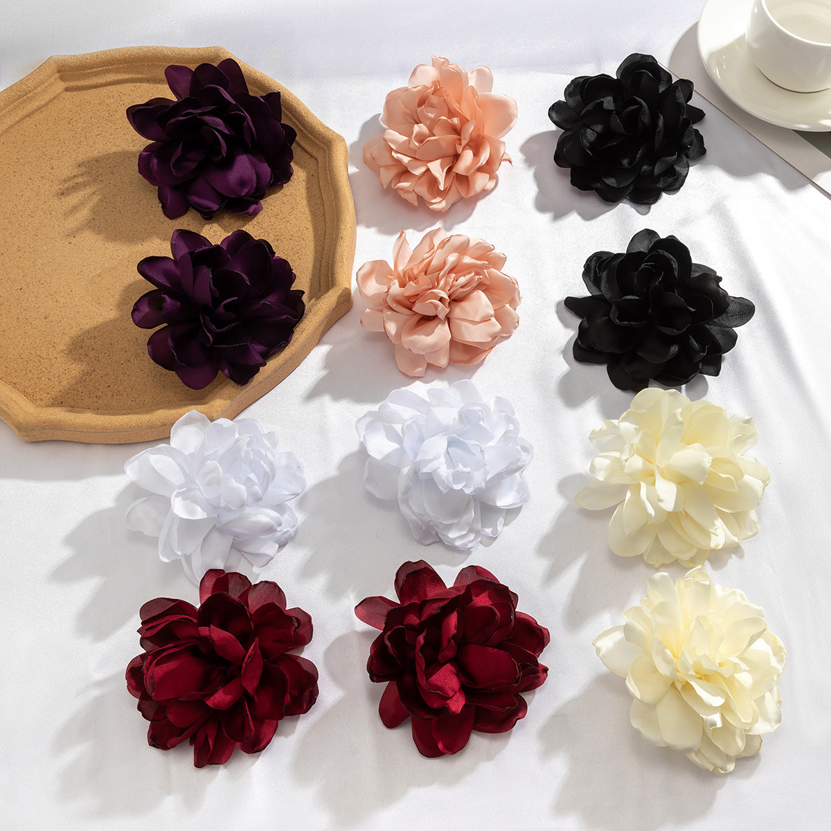 Oversized Fabric Flower Stud Earrings - view 1