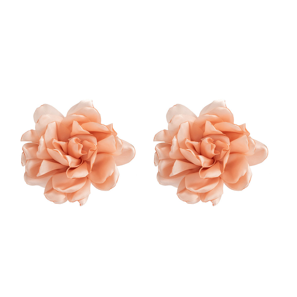 Oversized Fabric Flower Stud Earrings - view 2