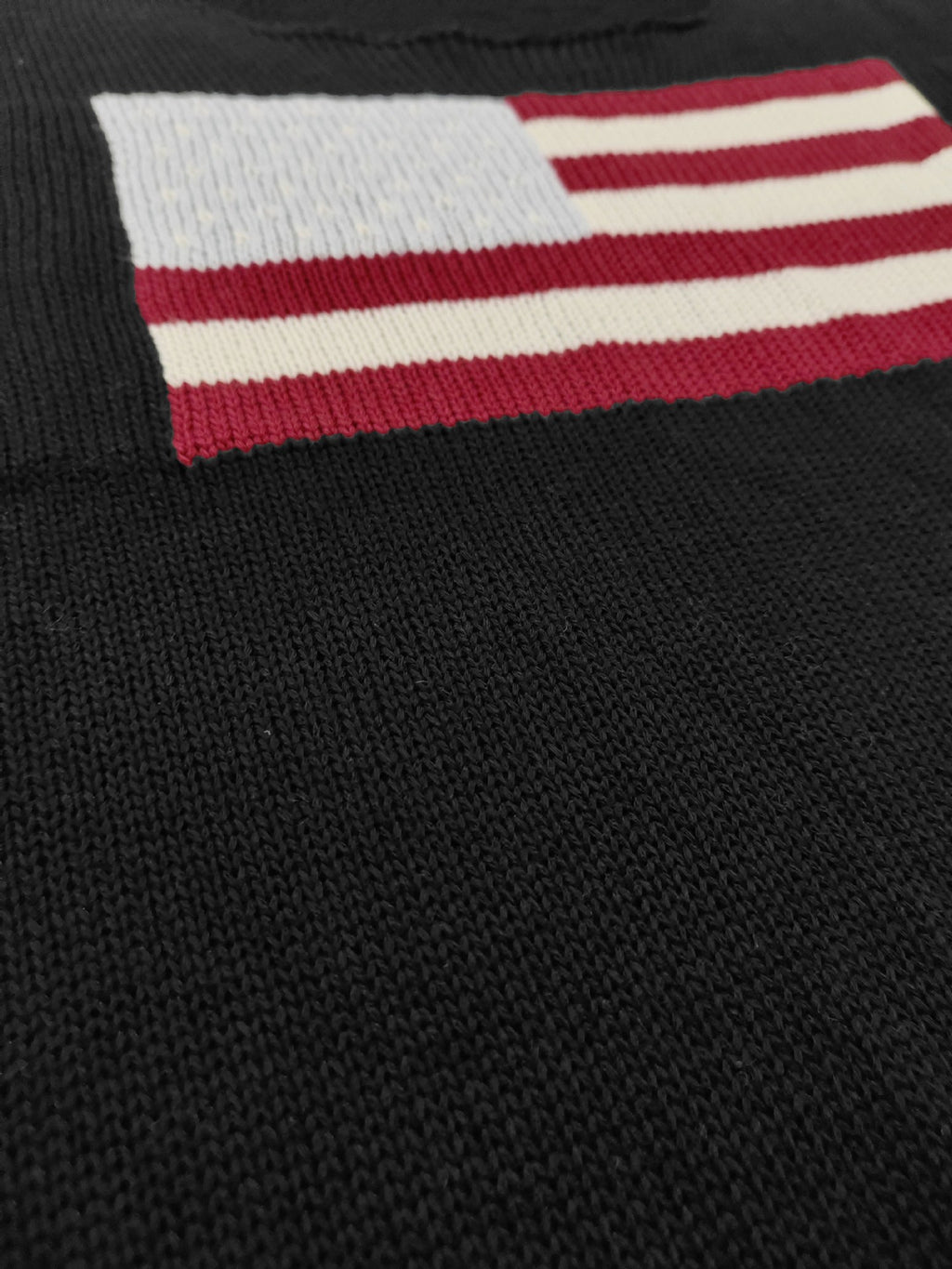 Americana Flag Lightweight Knit Sweater Top - Black - 2