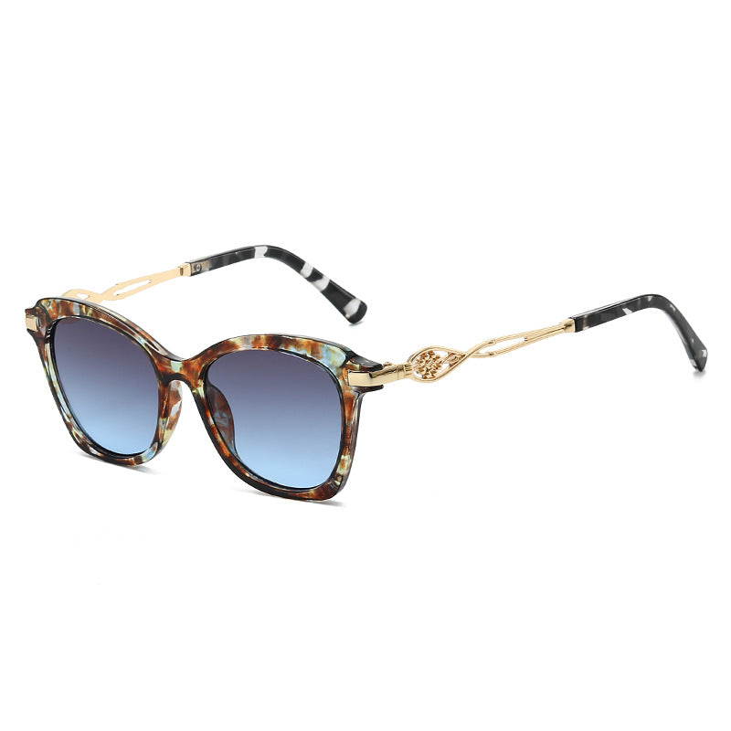 Oversized Square Sunglasses With Filigree Arms - Hawksbill