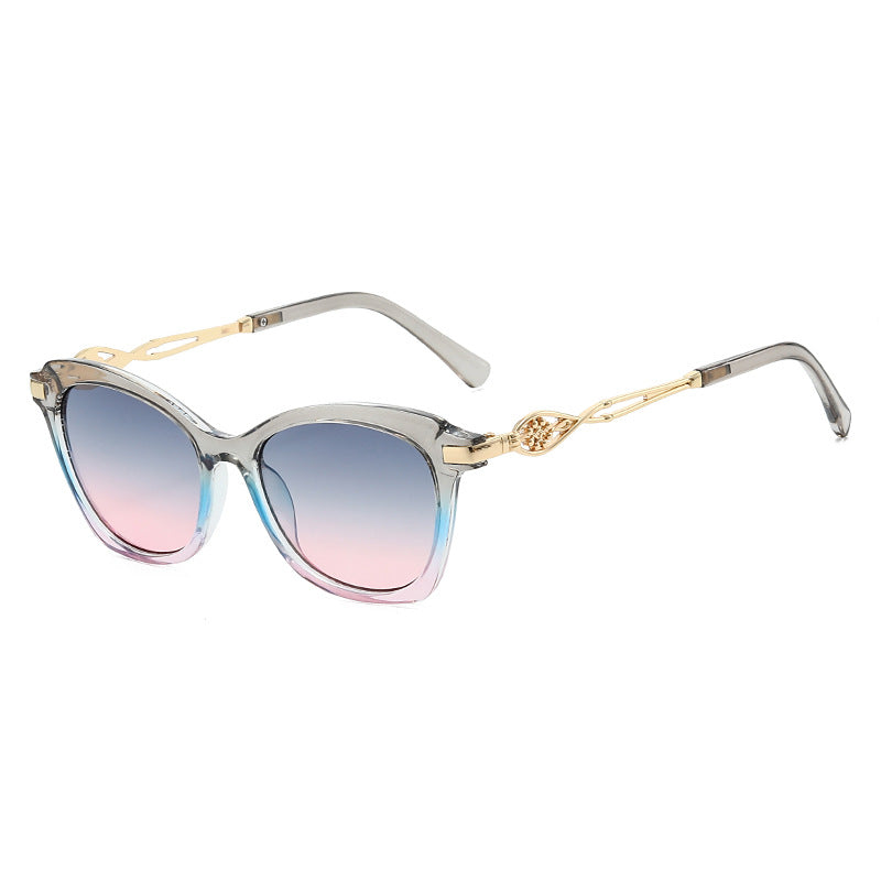 Oversized Square Sunglasses With Filigree Arms - Pink