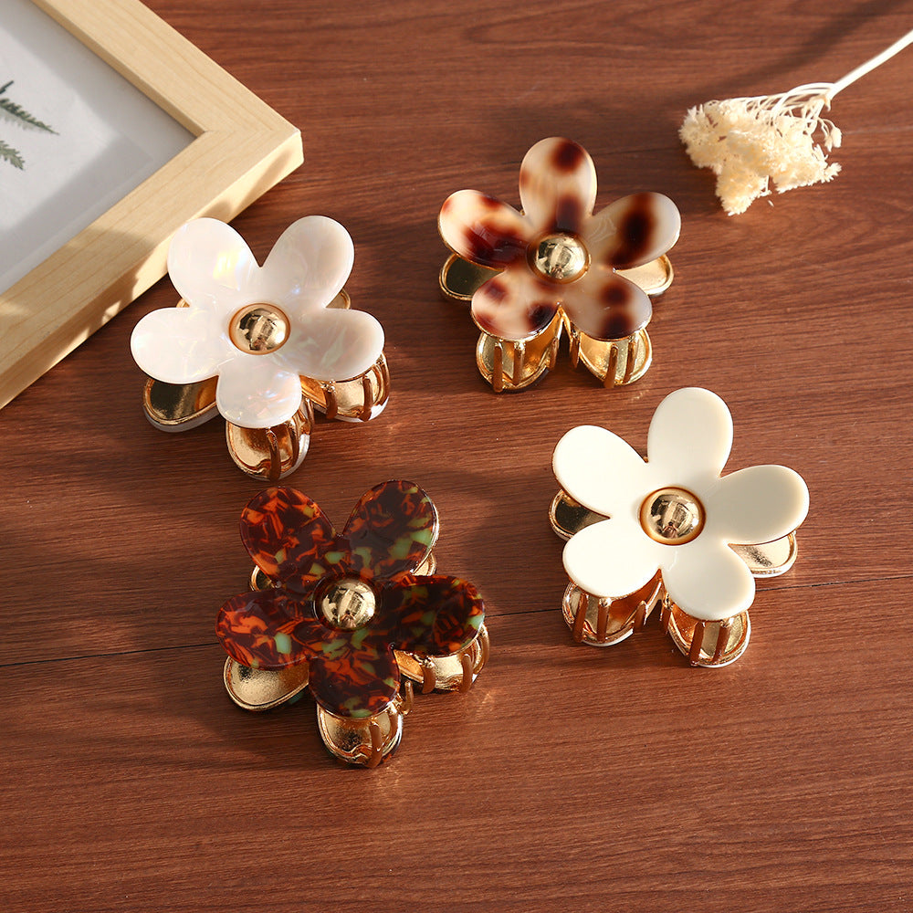 Marbled Daisy Mini Claw Clip
