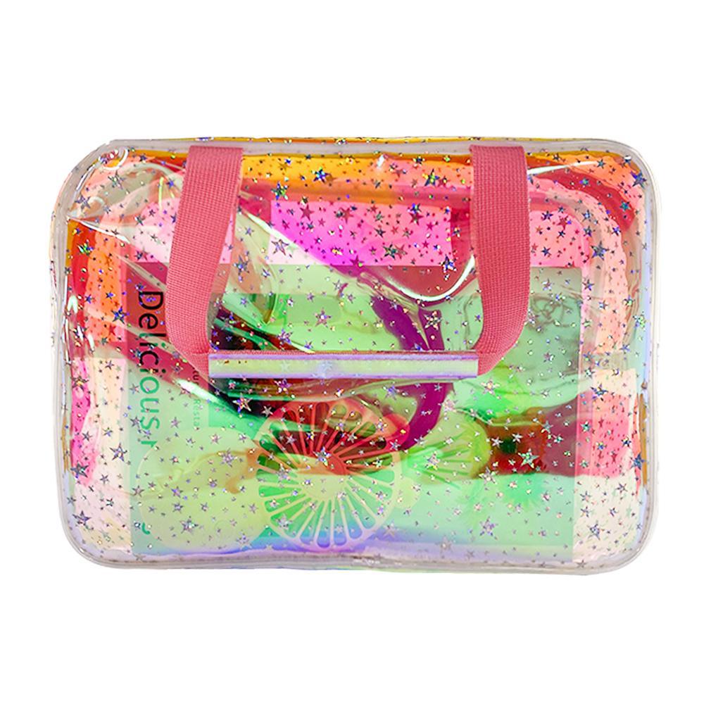 Iridescent Star Print Travel Toiletry Bag - Pink