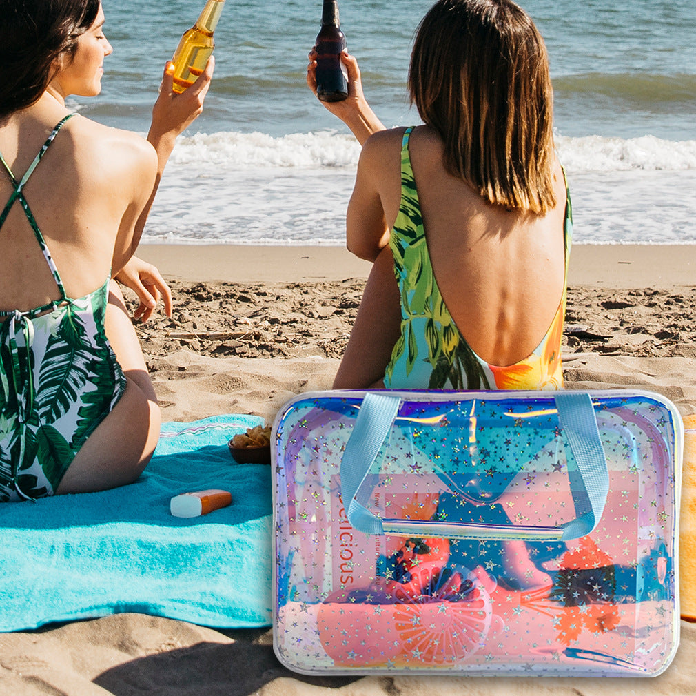 Iridescent Star Print Travel Toiletry Bag - Pink - 2