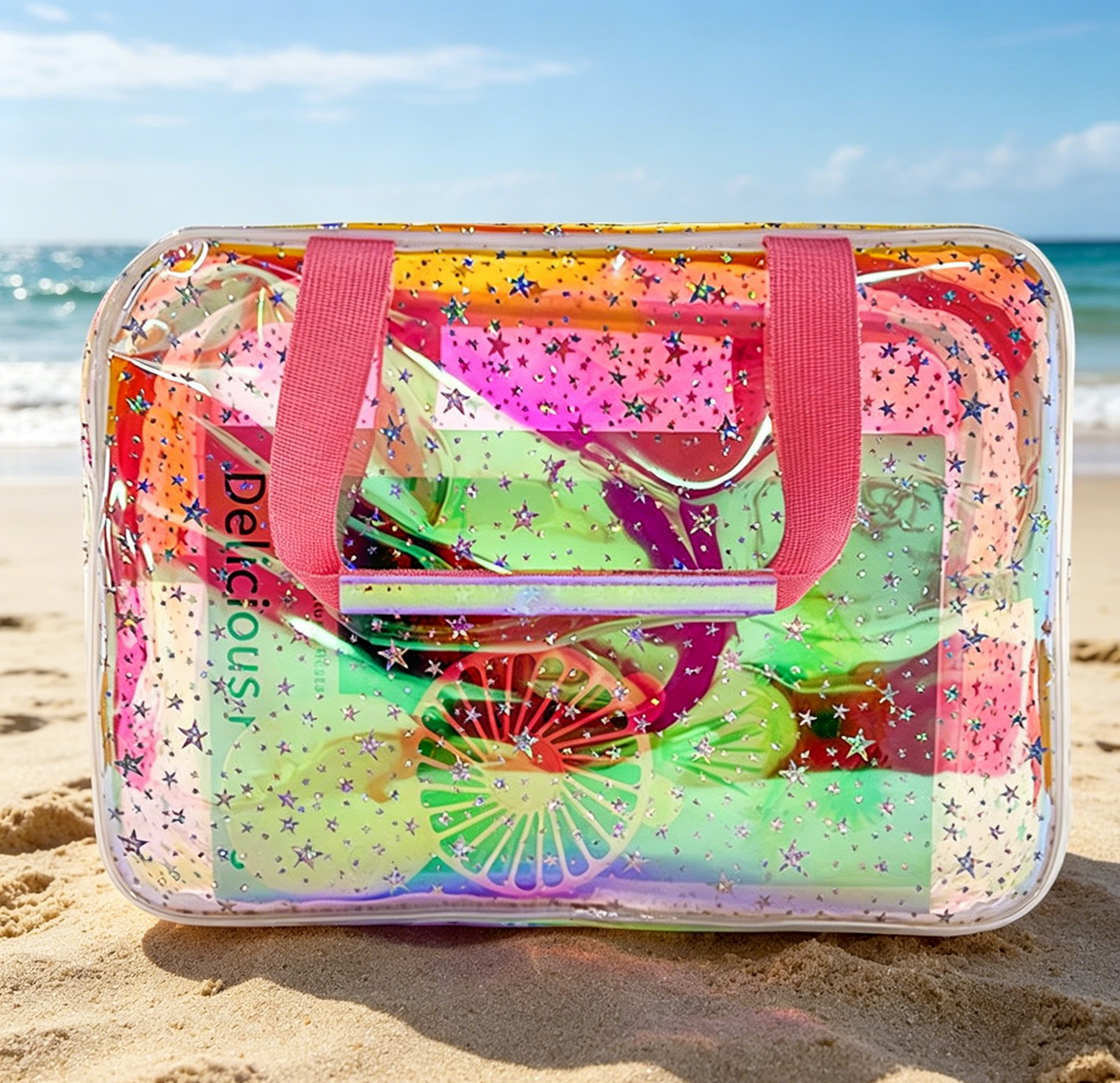 Iridescent Star Print Travel Toiletry Bag - Pink - 3