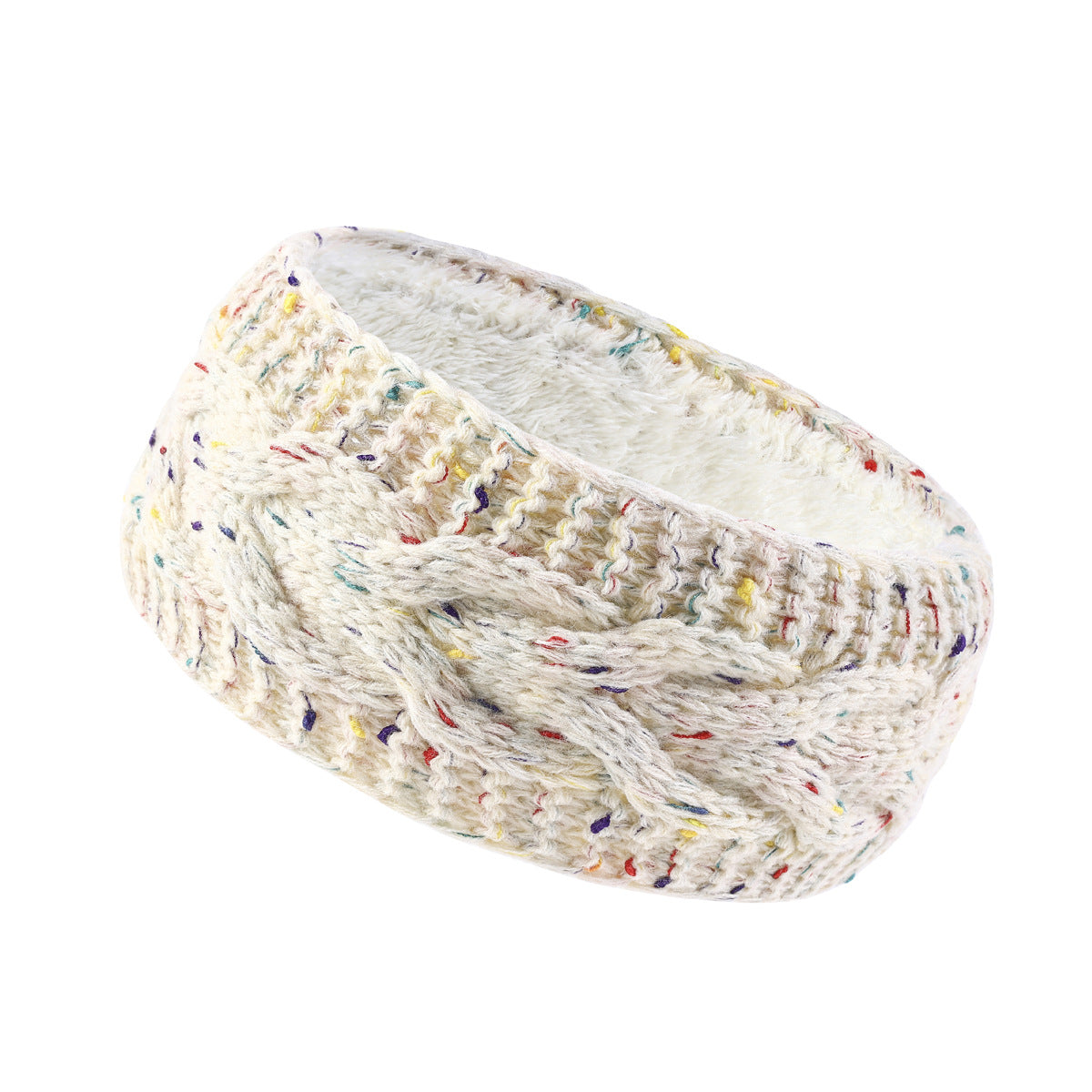 Cable Knit Fleece Lined Ear Warmer Headband - MixBeige