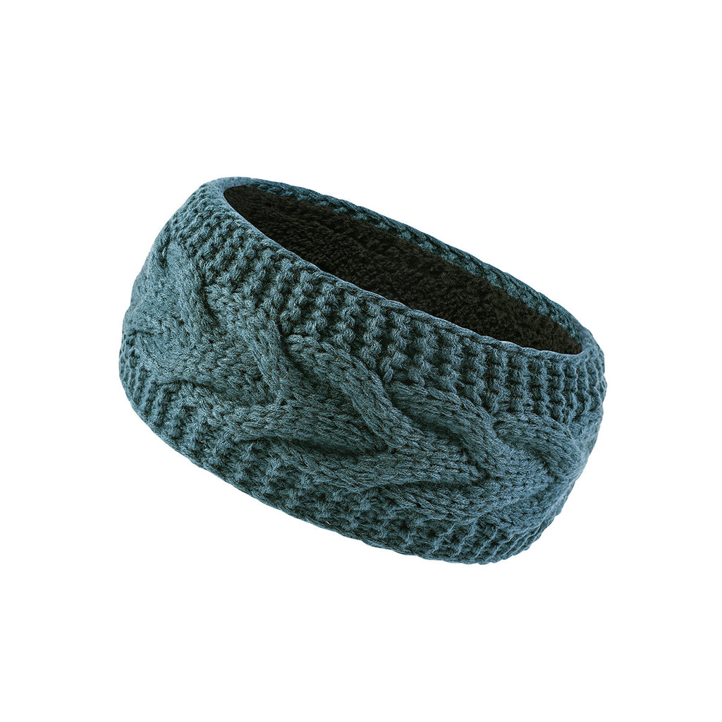 Cable Knit Fleece Lined Ear Warmer Headband - Teal