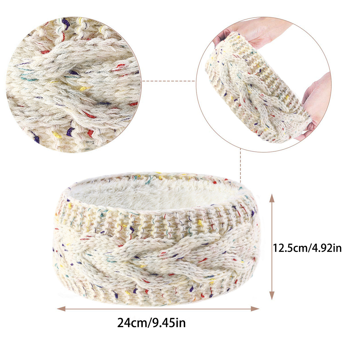 Cable Knit Fleece Lined Ear Warmer Headband - view 4