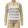 Tiered Lace Ruffle Strapless Camisole - White