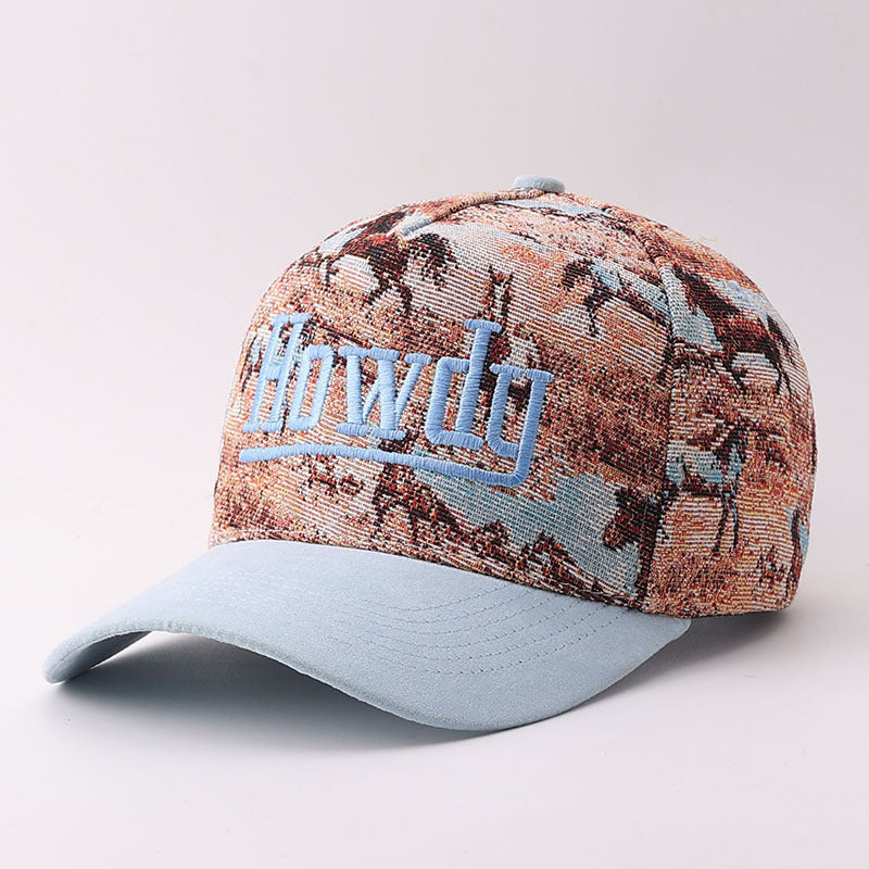 Western Tapestry Baseball Cap With Contrast Brim - EHBlue