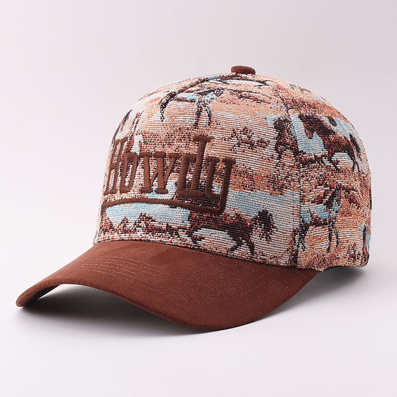 Western Tapestry Baseball Cap With Contrast Brim - EHCoffee
