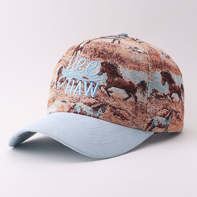 Western Tapestry Baseball Cap With Contrast Brim - EYBlue