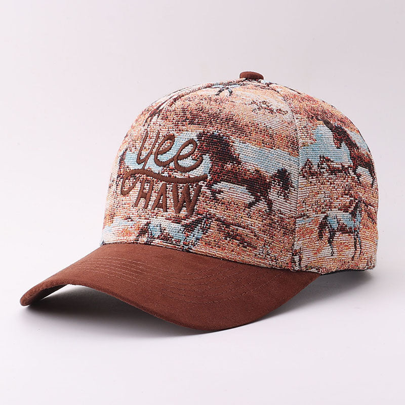 Western Tapestry Baseball Cap With Contrast Brim - EYCoffee