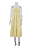 Tiered Midi Sundress With Adjustable Straps - Yellow