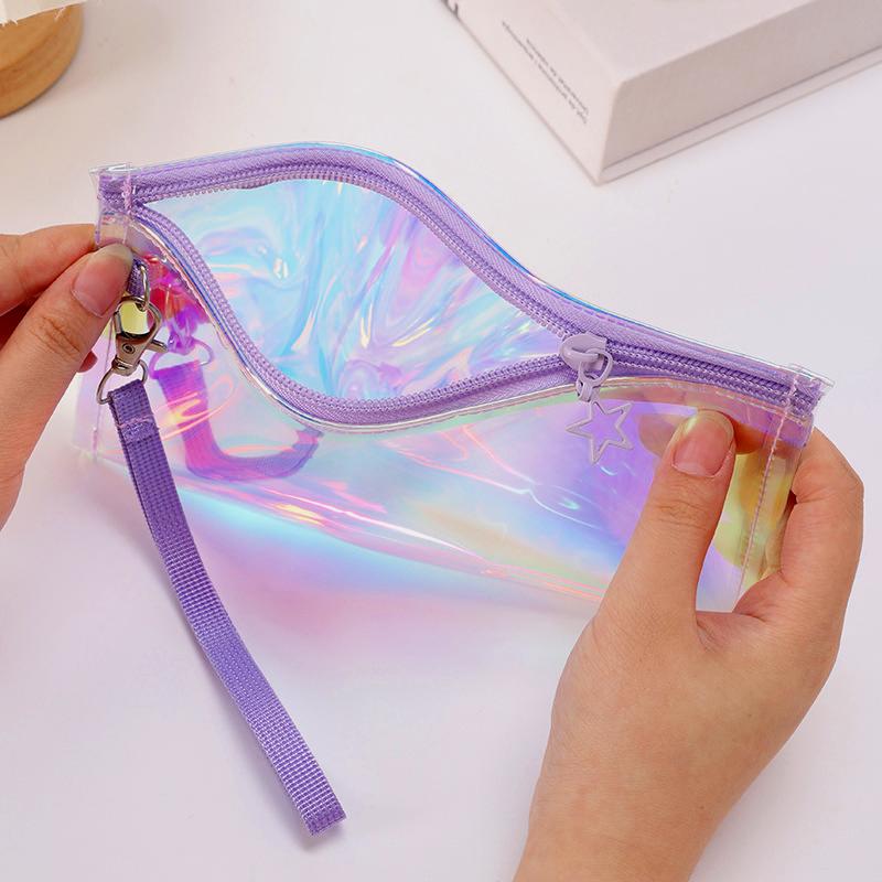 Iridescent Jelly Beach Tote and Pouch - Purple - 1