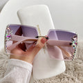 Rimless Square Sunglasses With Crystal Trim - NO03