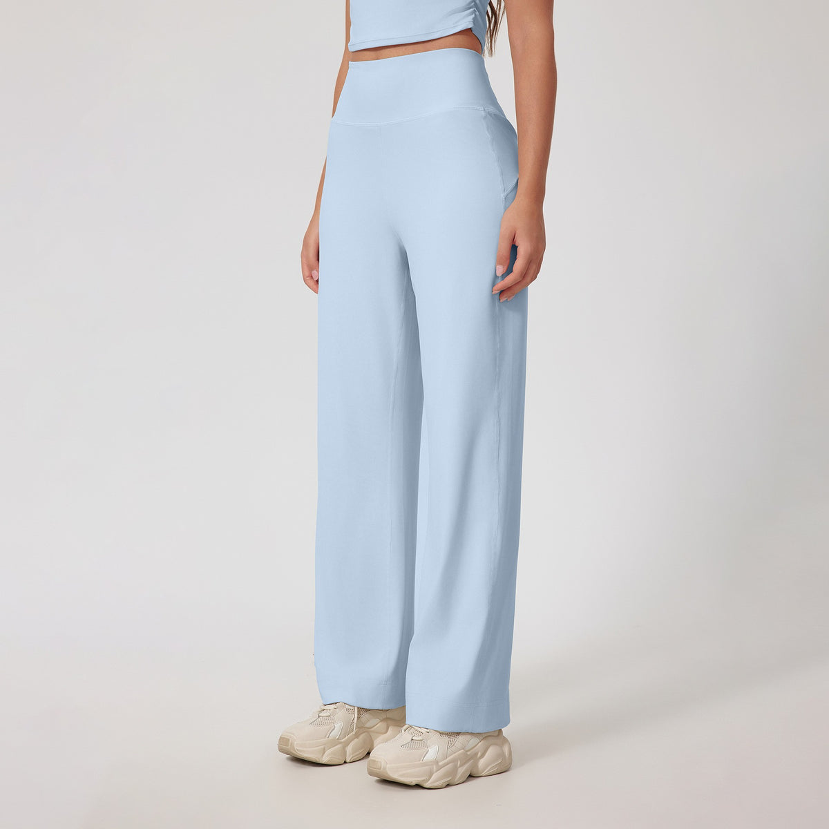 High Waist Straight Leg Yoga Pants With Back Pocket