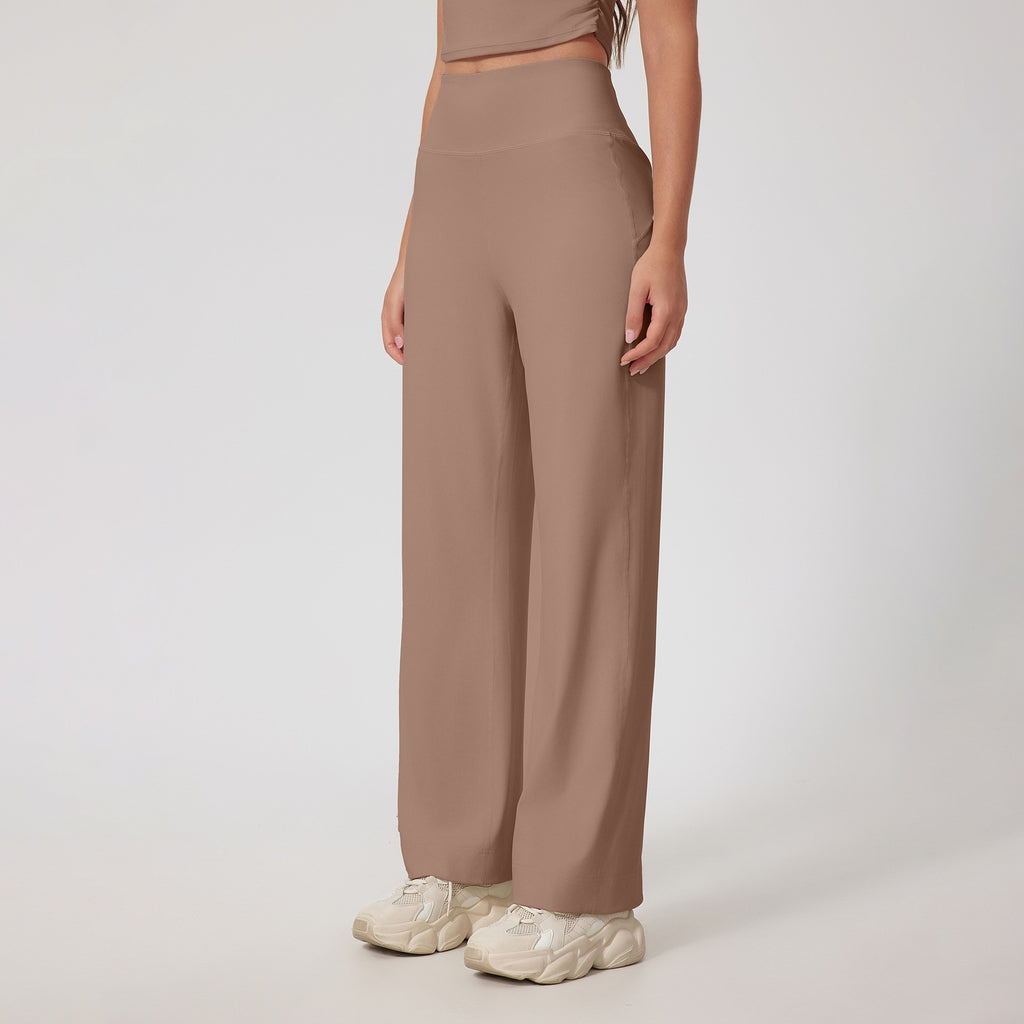 High Waist Straight Leg Yoga Pants With Back Pocket