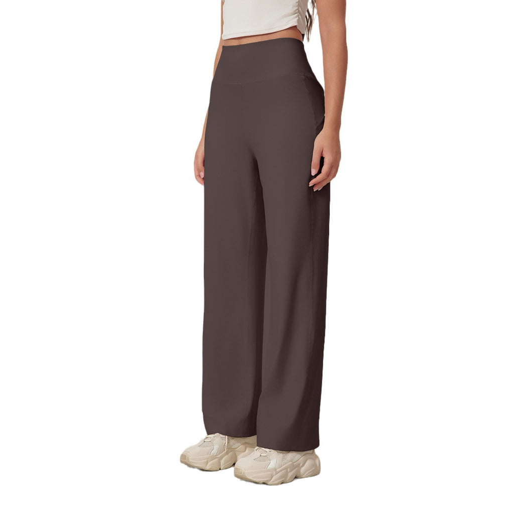 High Waist Straight Leg Yoga Pants With Back Pocket