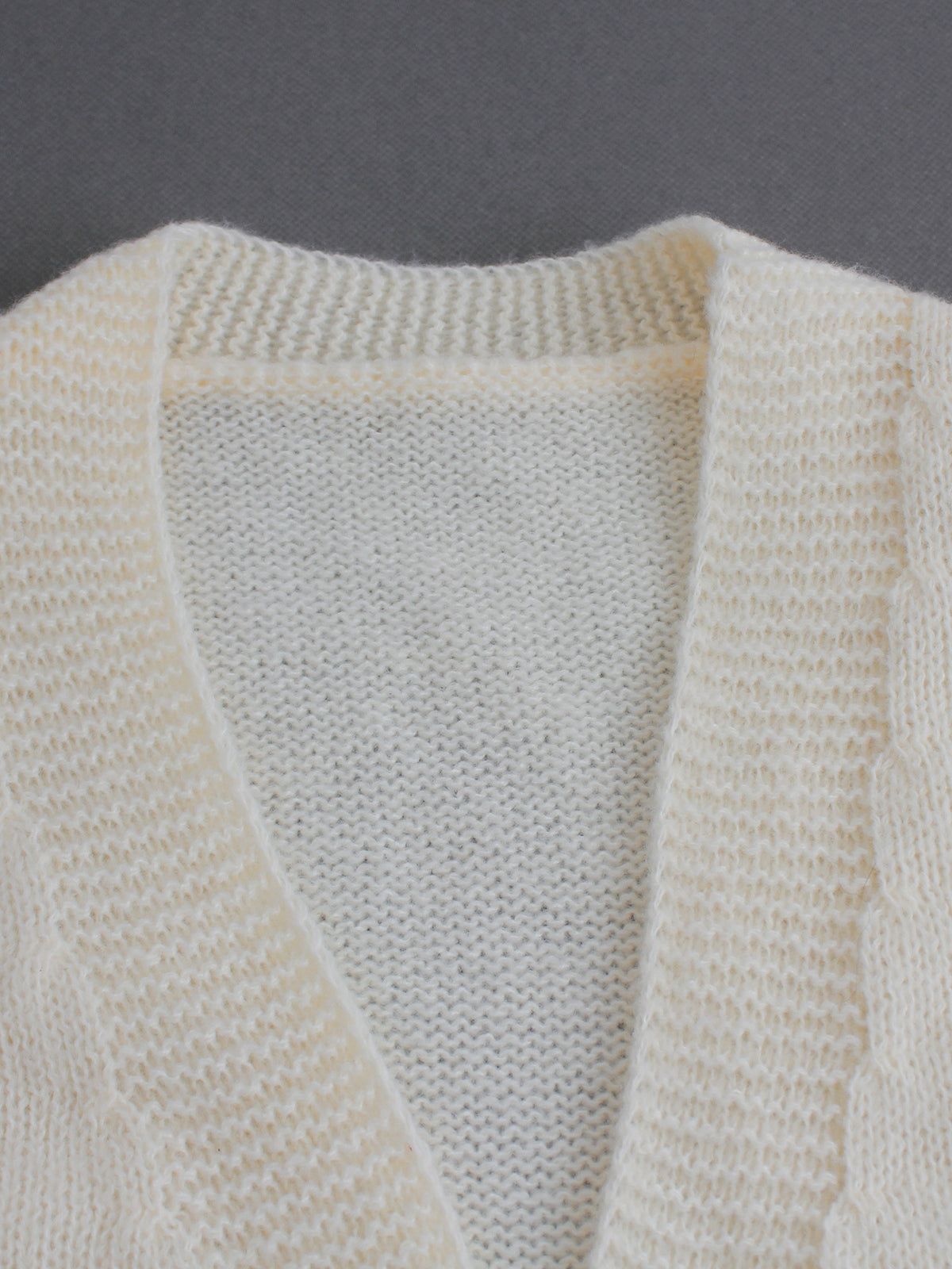 Cream Bow Embroidered Knit Open Front Cropped Cardigan - Bow - 3