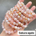 Round Agate Gemstone Beaded Bracelet - NO_01