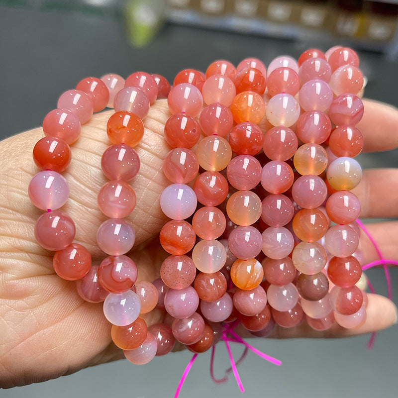 Round Agate Gemstone Beaded Bracelet - NO_03
