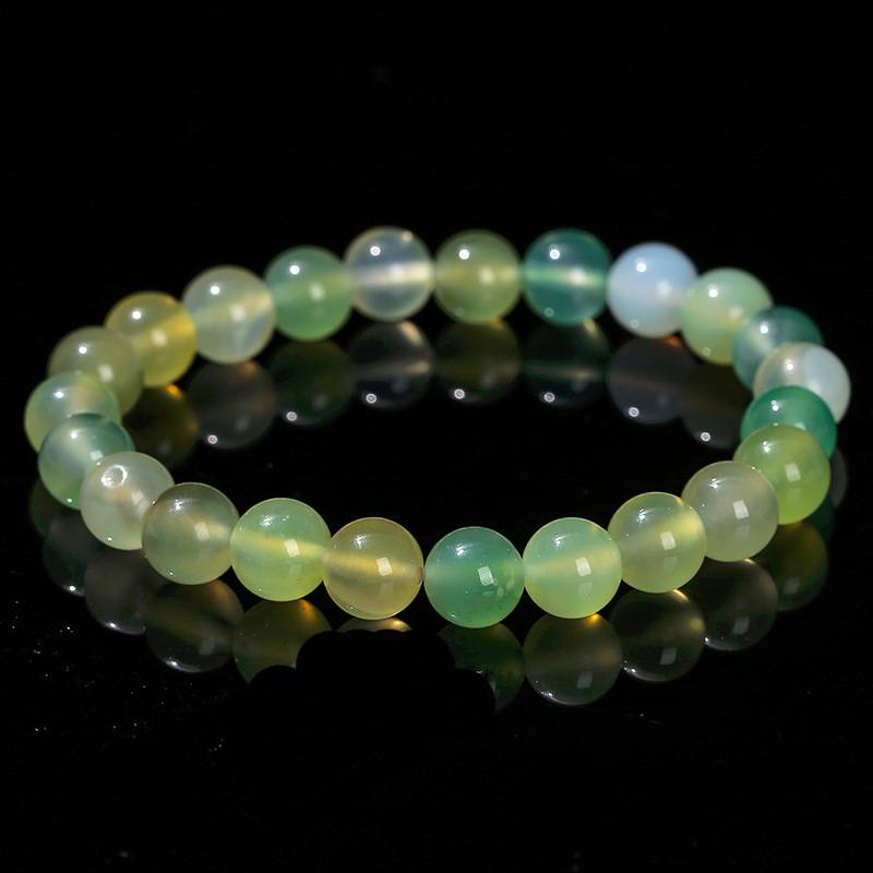 Round Agate Gemstone Beaded Bracelet - NO_04