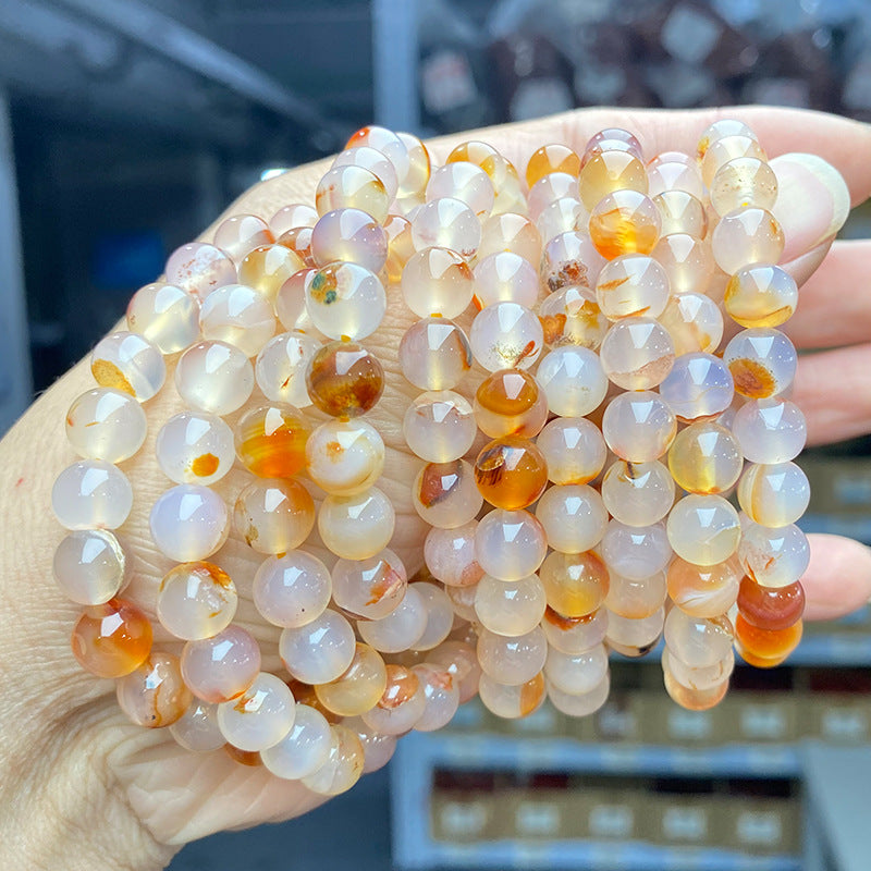 Round Agate Gemstone Beaded Bracelet - NO_11