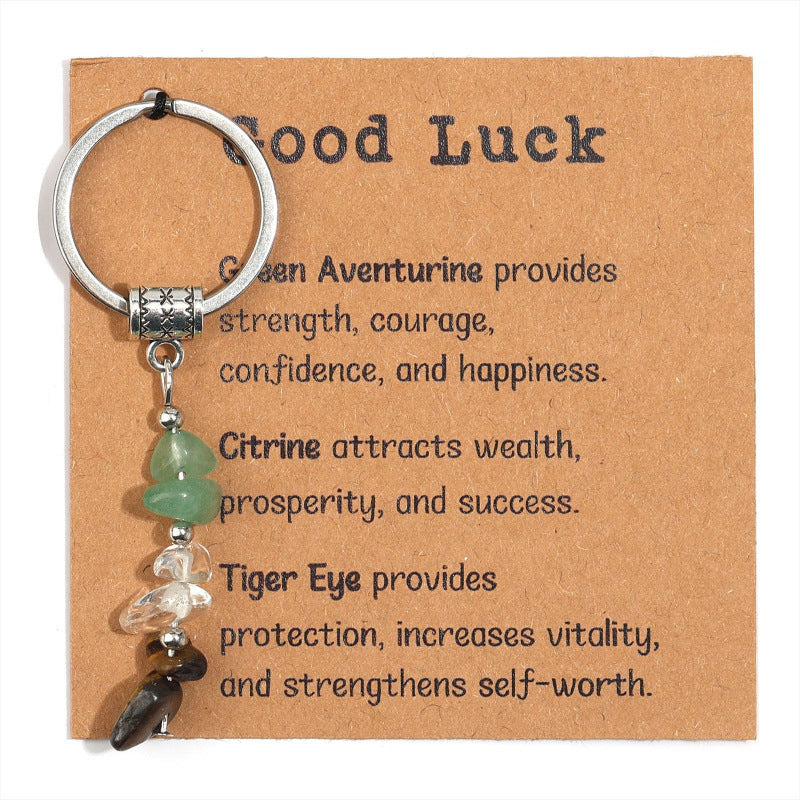 Gemstone Chip Keychain With Affirmation Card - Color_05