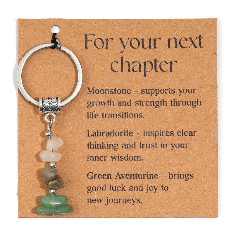 Gemstone Chip Keychain With Affirmation Card - Color_06