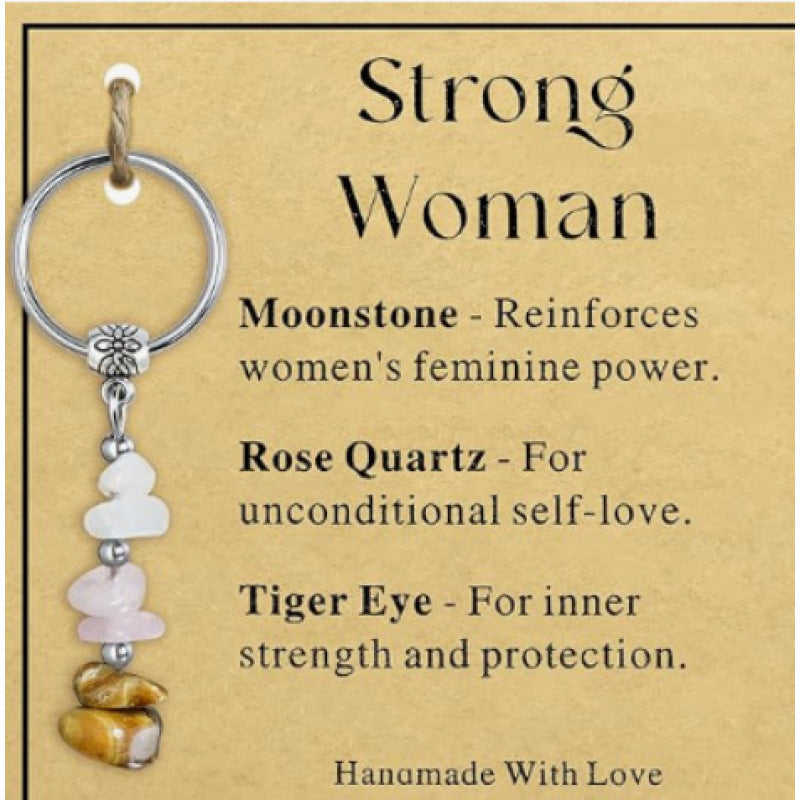 Gemstone Chip Keychain With Affirmation Card - Color_08