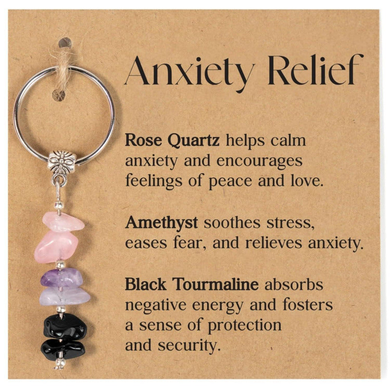 Gemstone Chip Keychain With Affirmation Card - Color_09