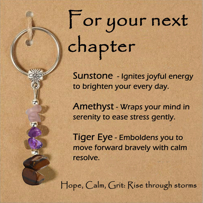 Gemstone Chip Keychain With Affirmation Card - Color_10