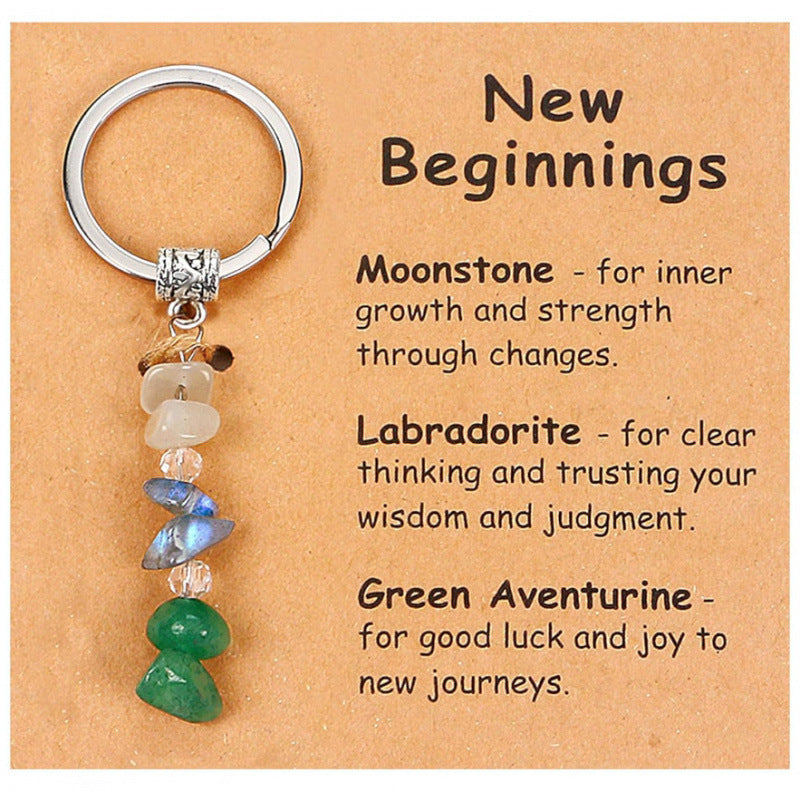 Gemstone Chip Keychain With Affirmation Card - Color_11