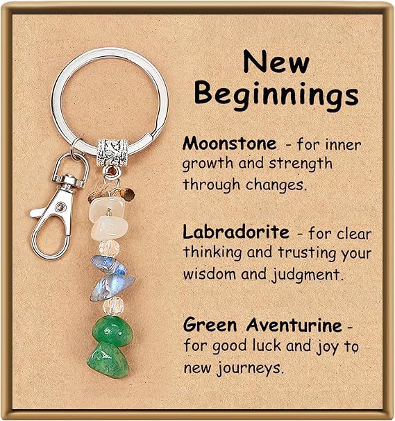 Gemstone Chip Keychain With Affirmation Card - Color_13