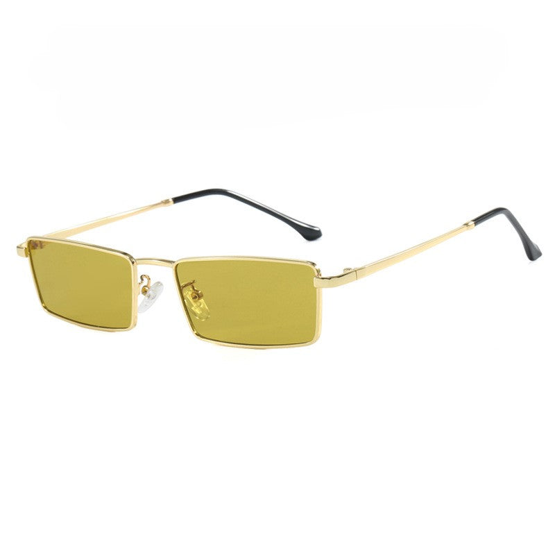 Slim Metal Rectangle Frame Sunglasses - Green