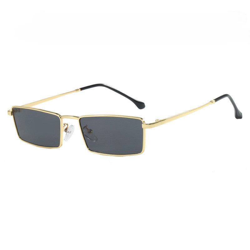 Slim Metal Rectangle Frame Sunglasses - Grey