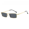 Slim Metal Rectangle Frame Sunglasses - Grey
