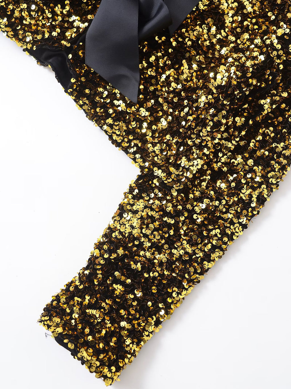 Sequin Bow Front Cropped Evening Jacket - Golden - 3