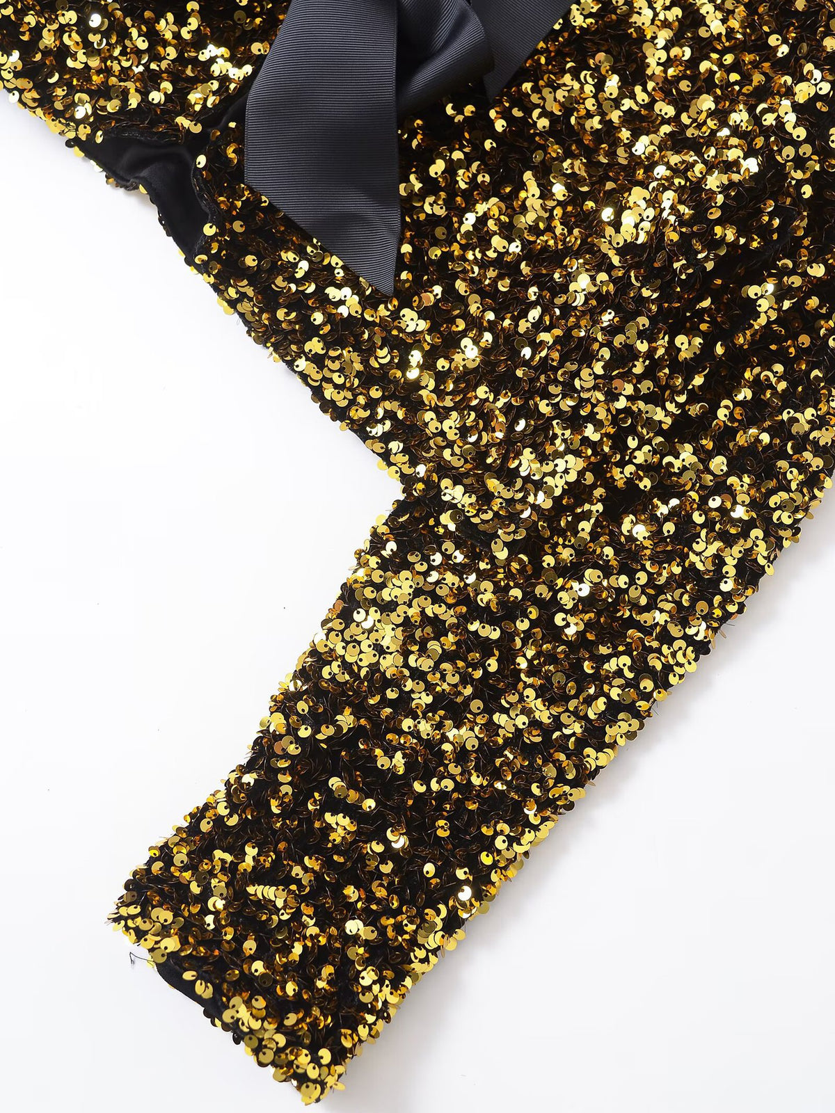 Sequin Bow Front Cropped Evening Jacket - Golden - 3