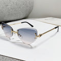 Rimless Gradient Lens Cat Eye Sunglasses - C1
