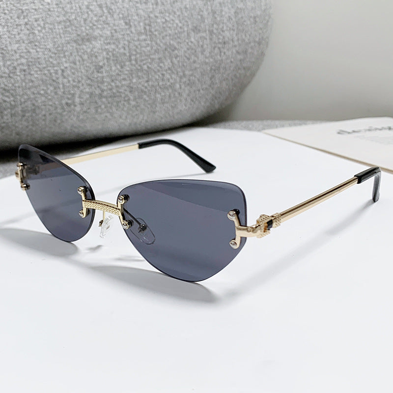 Rimless Gradient Lens Cat Eye Sunglasses - C2
